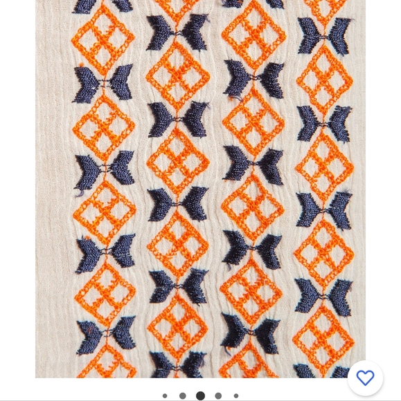 JOIE Nira Geo Cotton Embroidered Peasant Top - Picture 6 of 10